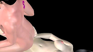 Animated 3D Porn - Asian Man Riding Strap on in Ass by Beautiful Girl