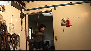 Steffi Dangling on Rope Tightly Ballgagged