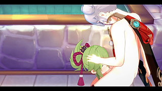 Genshin Impact Hentai - Kazuha X Kuki Shinobu Blowjob and Fucked with Creampie - Japanese Asian Manga Anime Game Porn