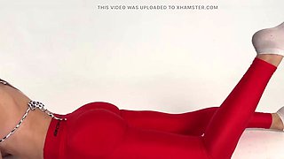 Skinny Lady69s Yoga Legs in Tight Red