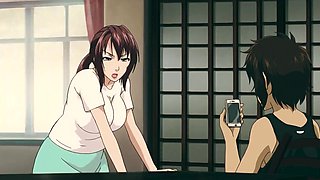 Hot busty milf with huge tits seduces a younger guy and gets fucked in the shower - Hentai