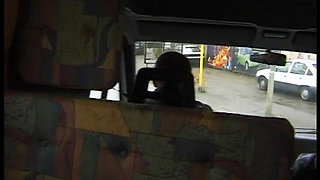 Blonde babe gets plowed in the car in a threesome