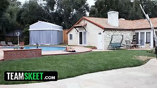 Small ebony sweetheart Nia Nacci takes on a stiff milky cock - teamskeet