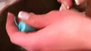 Brunette Babe Masturbates Wildly with Kitchen Faucet to Explosive Orgasm