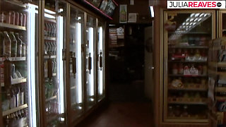 Blonde babes lick each others pussies then fuck with a long dildo