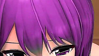 Kagura Suzu Oral Blowjob Facial Eyaculation Glasses Girl Hentai Mmd 3D Purple Hair Color Edit Smixix