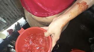 Beautiful Village College Student Fucked Her Stepbrother in the Bathroom
