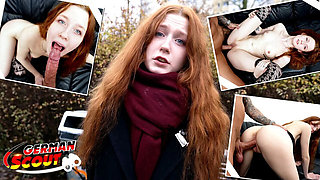 German Scout First Casting: Skinny Redhead Teen Alice Seduced in Public Pick Up - Small Tits, Blowjob & Rough Sex