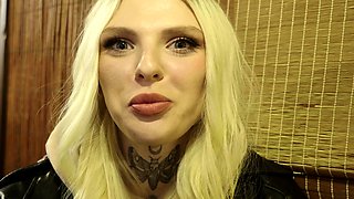 POV amateur blonde slut blowing monster dick in the bus