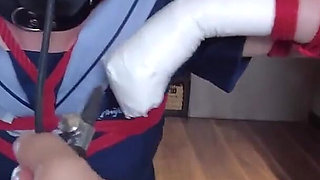 Mz31 - a Girl Tied and Suspended by a Red Rope Reaches Orgasm.