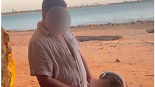 A Stranger Caught Me Masturbating At The Public Nudist Beach, I Sucked His Big Cock While I Got Off, My Husband Filmed! With Random Guy