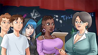 Anime milf teacher MissKitty2K introduces the music showcase in Summertime Saga