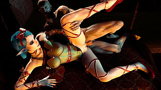 Christmas Elf Holds Her Leg up