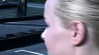 Busty amateur blonde banged in public outdoor