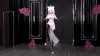 [mmd]haku "mr." Transparent Lace Cheongsam Big Lewd Pattern Black Silk