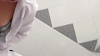 Vip Service. the Nurse Took a Semen Sample From a Client with Her Tongue