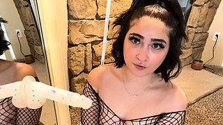 Stacked brunette goes solo toys and masturbation
