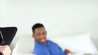 Dark skinned stud performs erotic bi-racial handjob for