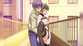 Slave in cartoon maid outfit gets rough BDSM treatment with huge boobs bouncing