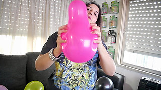 Metal Girl Pop All Balloons Before Party - Bunny Looner
