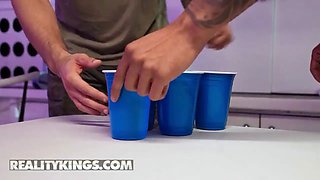 Reality kings - college sweeties Selina Bentz and nikki nicole share smooches, blowjobs and a hot dorm room 3some
