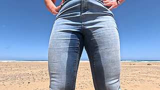 Beach Jeans Wetting - Another Sandy Soaking