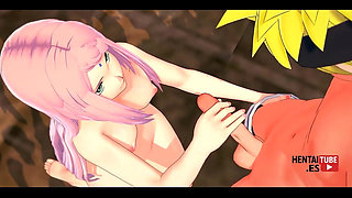 Naruto Hentai - Sakura Gives Naruto a Handjob and Then Fucks Him - Asian Japanese Manga Anime Hentai 3D Porn