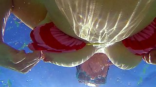 Beautiful Brunette Big Boobs Rides Fake Cock