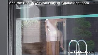 BUSTY WIFE CAUGHT WATCHING HUSBAND WITH ANOTHER MAN - HOT THREESOME CUCKOLD ACTION