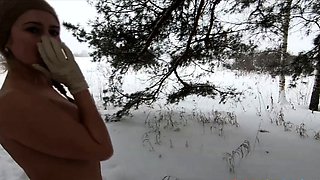 Blonde Russian Girl Naked in the Woods