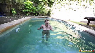 Johntronx - Fucking a Redhead Asian Babe in the Pool