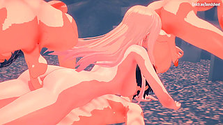 Marin Kitagawa Three Studs at a Beach Hideaway to Get a Sticky Bukkake