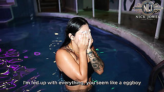 Big Ass Latina Stepbrother's Girlfriend Fuck - Surprise Pool Threesome with Salome Gil & NickJowel