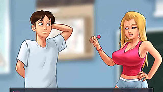 Summertime saga: cougar mature MILF seduces Younger man in her backyard ep 108