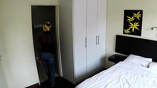 Chubby Ebony BBW maid gagged and fucked