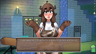 Steve gets down with a Minecraft cow babe in some steamy HornyCraft gameplay