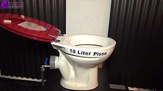 2 Piss Sip Sluts Vs a Toilet Bowl with 10 Liters of Piss! Full Movie / Camera 1