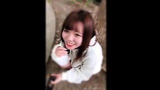 Asian taco teen finger massage herself