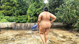 Big boobs and ass exposed on a rainy day in public, Beautiful chubby girls getting naked in rain outdoor.