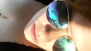 Big Tits Amateur Masturbates with Toy in Car