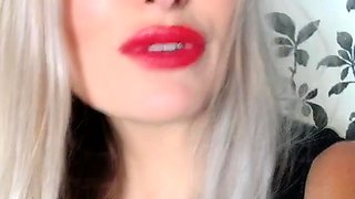 Tall blonde femdom strapon masturbation