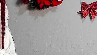 Christmas Lazy Fuck with Girlfriend! Sensual Side View Blowjob, Reverse Cowgirl and Hot Handjob Cumshot