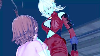 Chronoa gives Towa's cock a blow job and has a doggy style orgasm in this Dragon Ball Xenoverse hentai