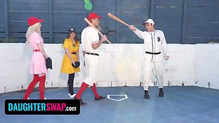 Nice step daughters ceceLia Taylor & Mazy Myers get nasty with a baseball bat - daughterswap