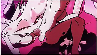 Angel X Oc X Verosika Ffm Orgy Bitch Mommy Hazbin Hotel Helluva Boss Femboy Trap With Car Toon