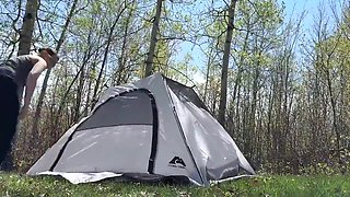 Setting Up Camp While Flashing And Teasing Outdoors - Mya Lane