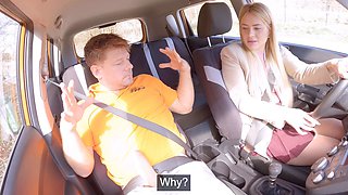 Fake Driving School Blonde MILF Georgia Koneva car sex