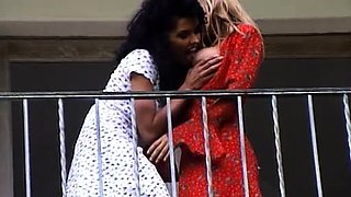 StrapOn Lesbian with big boobs fucks her blonde sexy GF