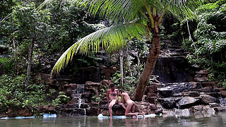 Couple Real Sex in a Waterfall in Thailand