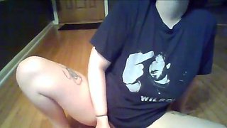 Tattooed BBW Rides Her Dildo to Orgasm